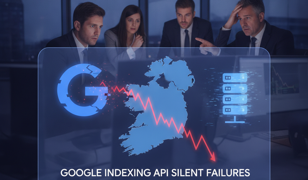 Business team reviewing Google indexing failures impacting Irish job boards