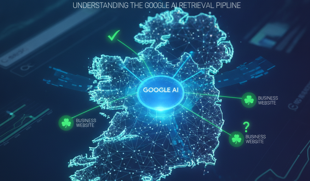 Digital map of Ireland showing Google AI business connections