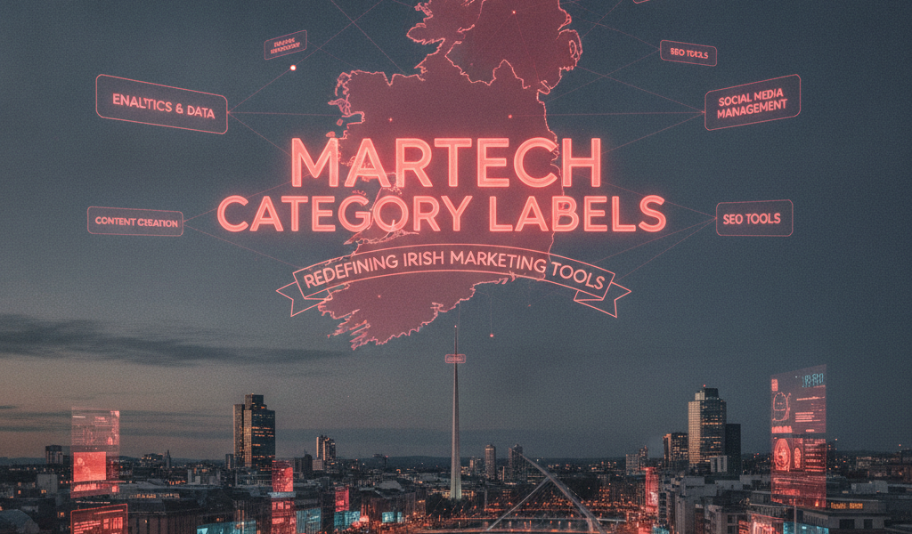 Dublin skyline with MarTech category labels infographic