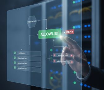 Hand selecting allowlist on cybersecurity hostname filtering interface