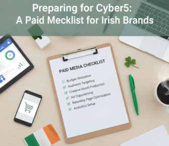 Cyber5 paid media checklist for Irish brands on desk