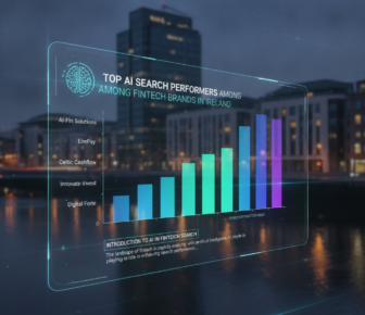 AI search performance bar chart for Irish fintech brands
