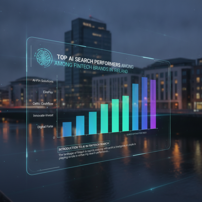 AI search performance bar chart for Irish fintech brands