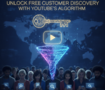 Graphic illustrating YouTube algorithm driving customer discovery through a funnel.