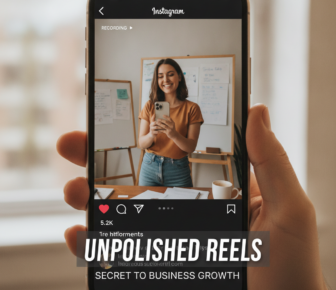 Hand holding Instagram Reels video promoting business growth