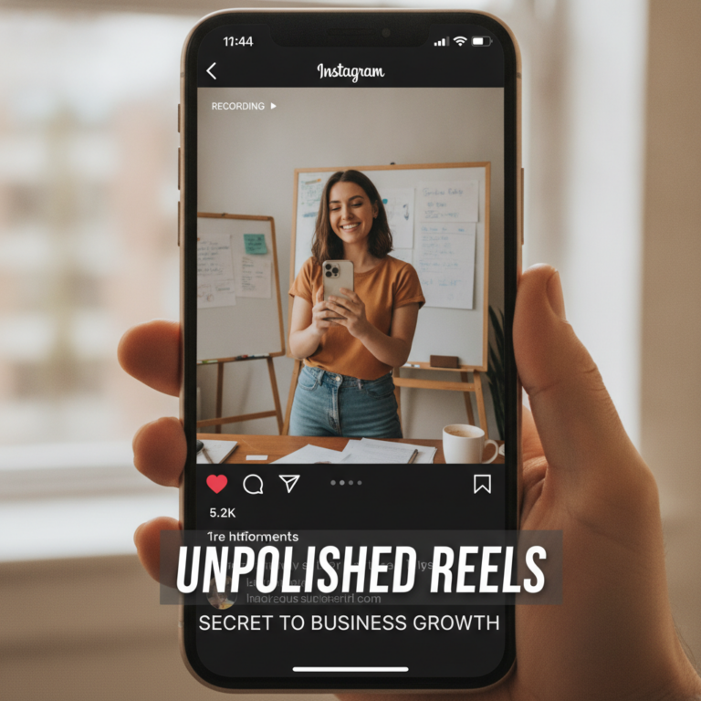 Hand holding Instagram Reels video promoting business growth