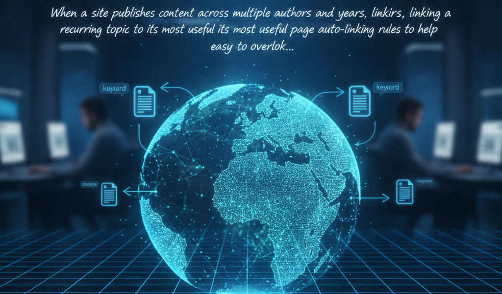 Digital globe illustrating keyword auto-linking rules and content connections