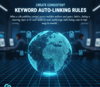 Digital globe illustrating keyword auto-linking rules and content connections