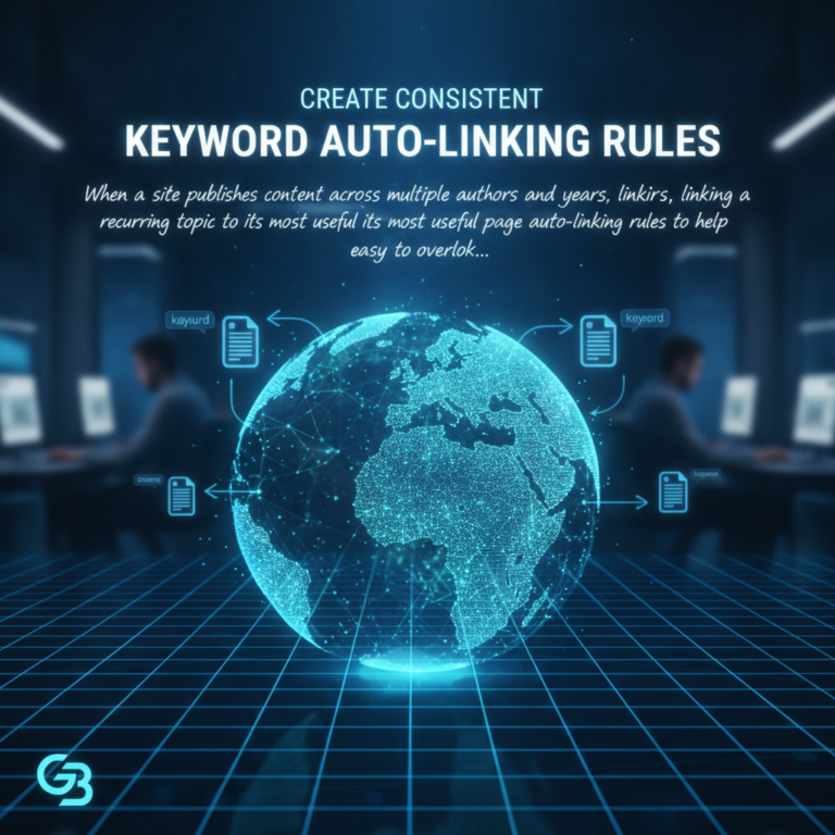 Digital globe illustrating keyword auto-linking rules and content connections