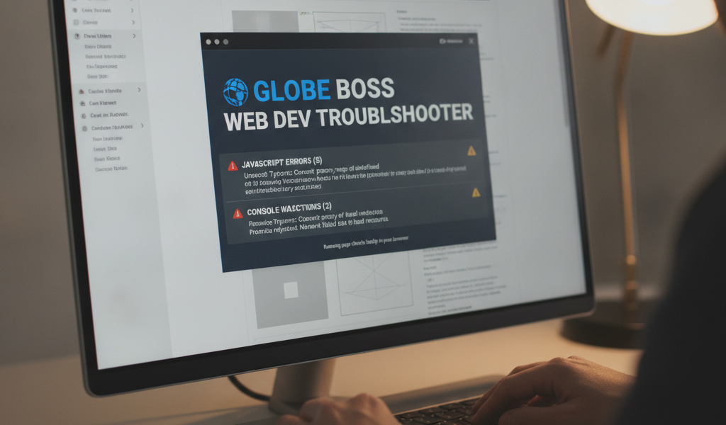 Developer troubleshooting JavaScript errors on laptop screen
